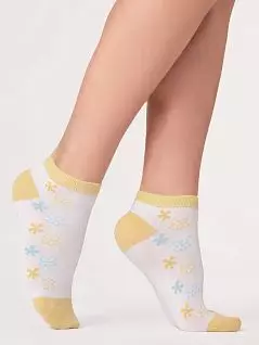 Оригинальные носки с цветочным принтом Giulia JSWS1 BASIC 007 (5 пар) bianco / yellow gul